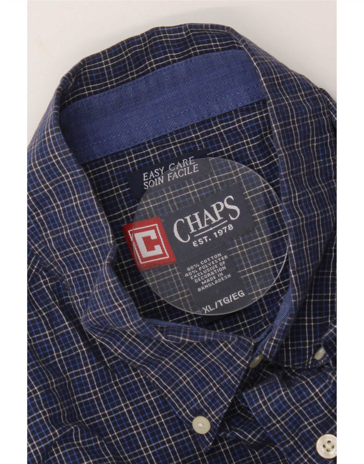 Chaps Herren-Hemd, pflegeleicht, XL, marineblau, kariert, Baumwolle