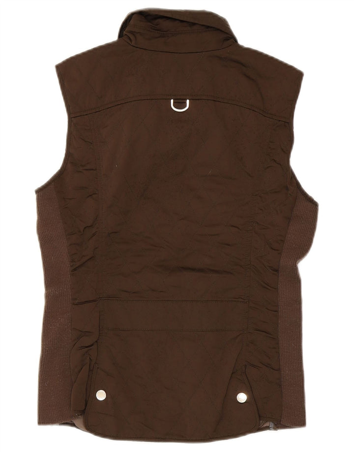 Massimo Dutti Damen Steppweste UK 12 Mittelbraunes Polyester