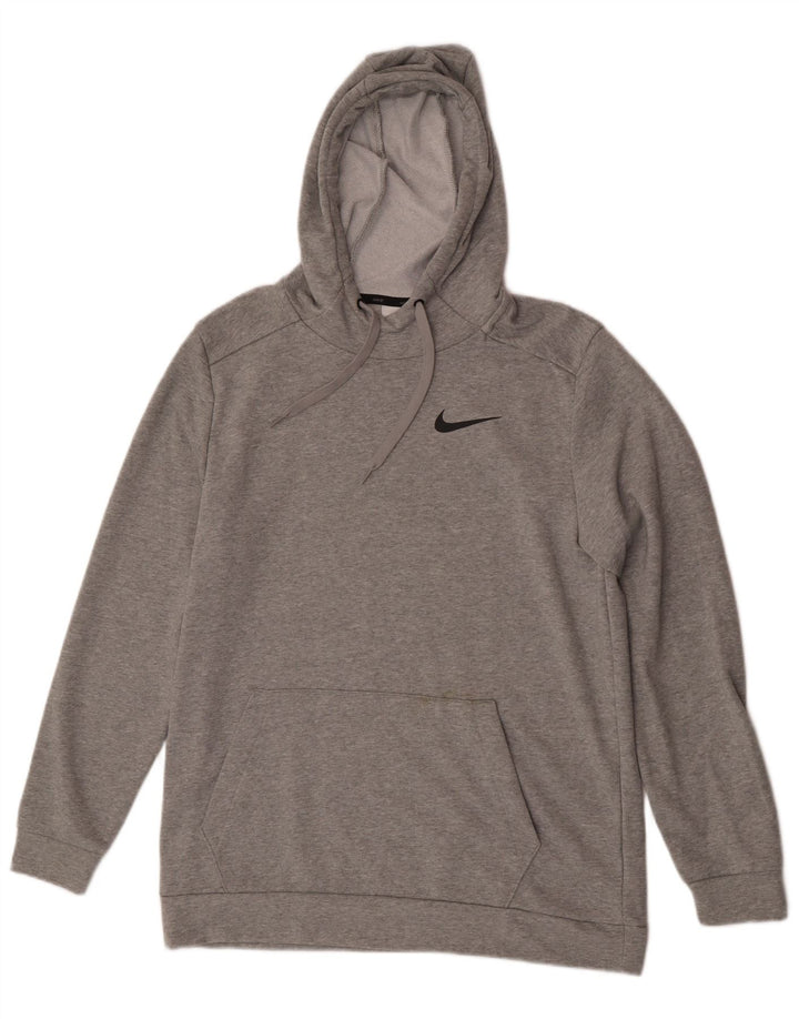 Nike Herren Dri Fit Hoodie Pullover mittelgraue Baumwolle