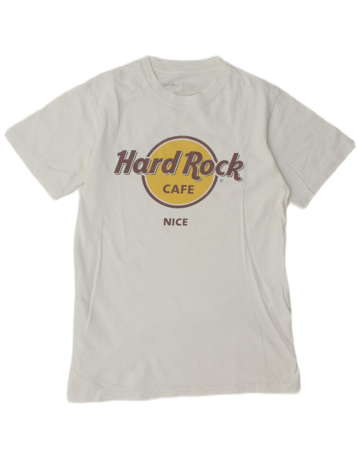 Hard Rock Cafe Herren-T-Shirt mit schöner Grafik, Größe S, aus weißer Baumwolle