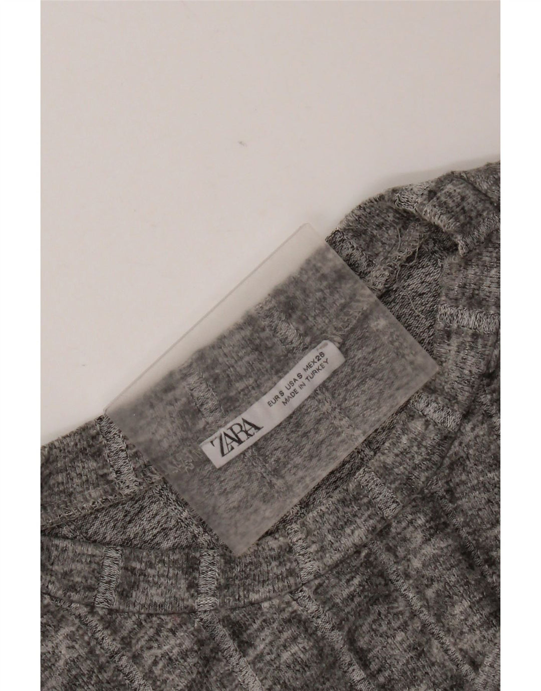 Zara Damen Crop T-Shirt Top UK 10 Small Grau geflecktes Polyester