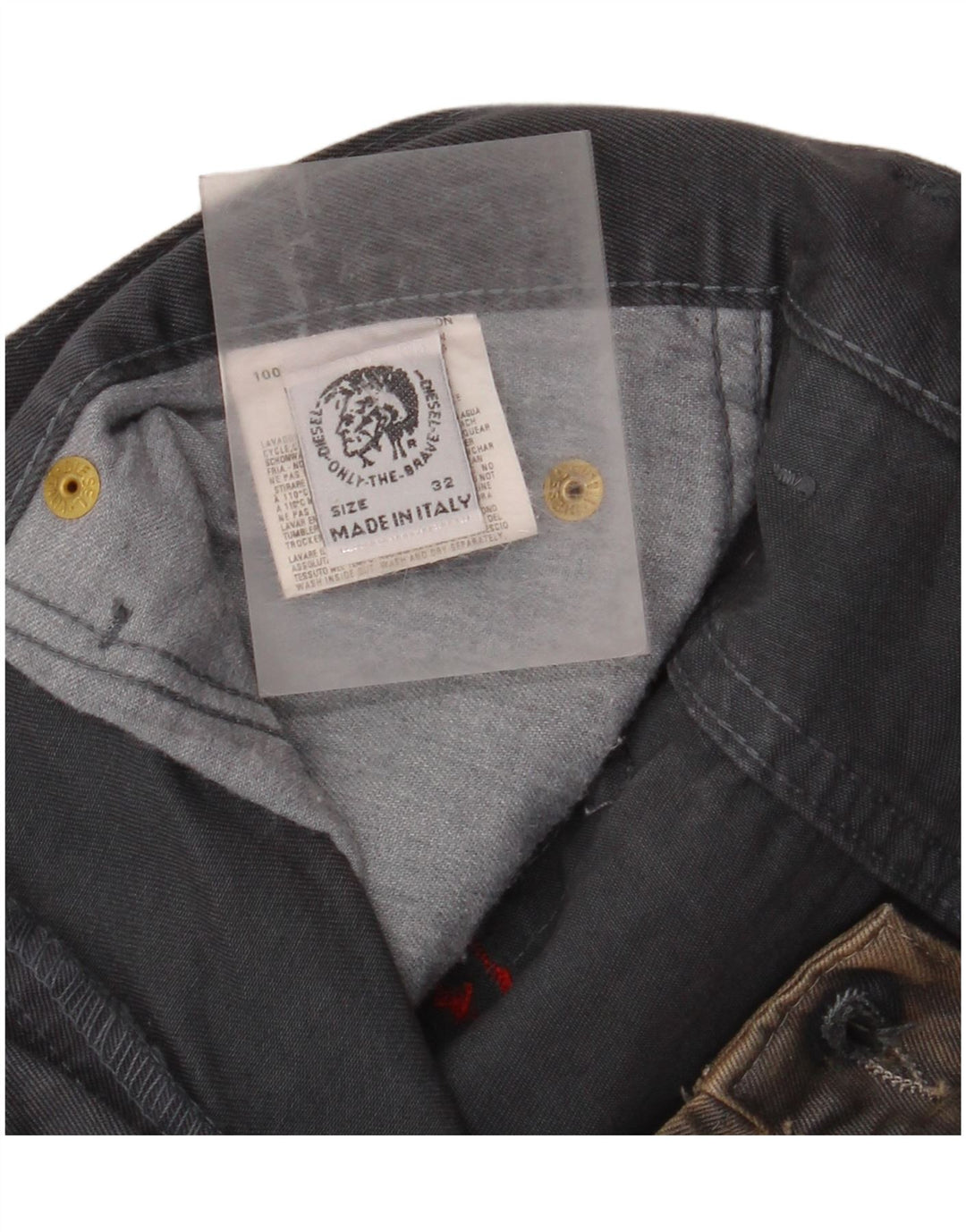 DIESEL Herren Bootcut-Freizeithose W32 L32 Beige Batik-Baumwolle