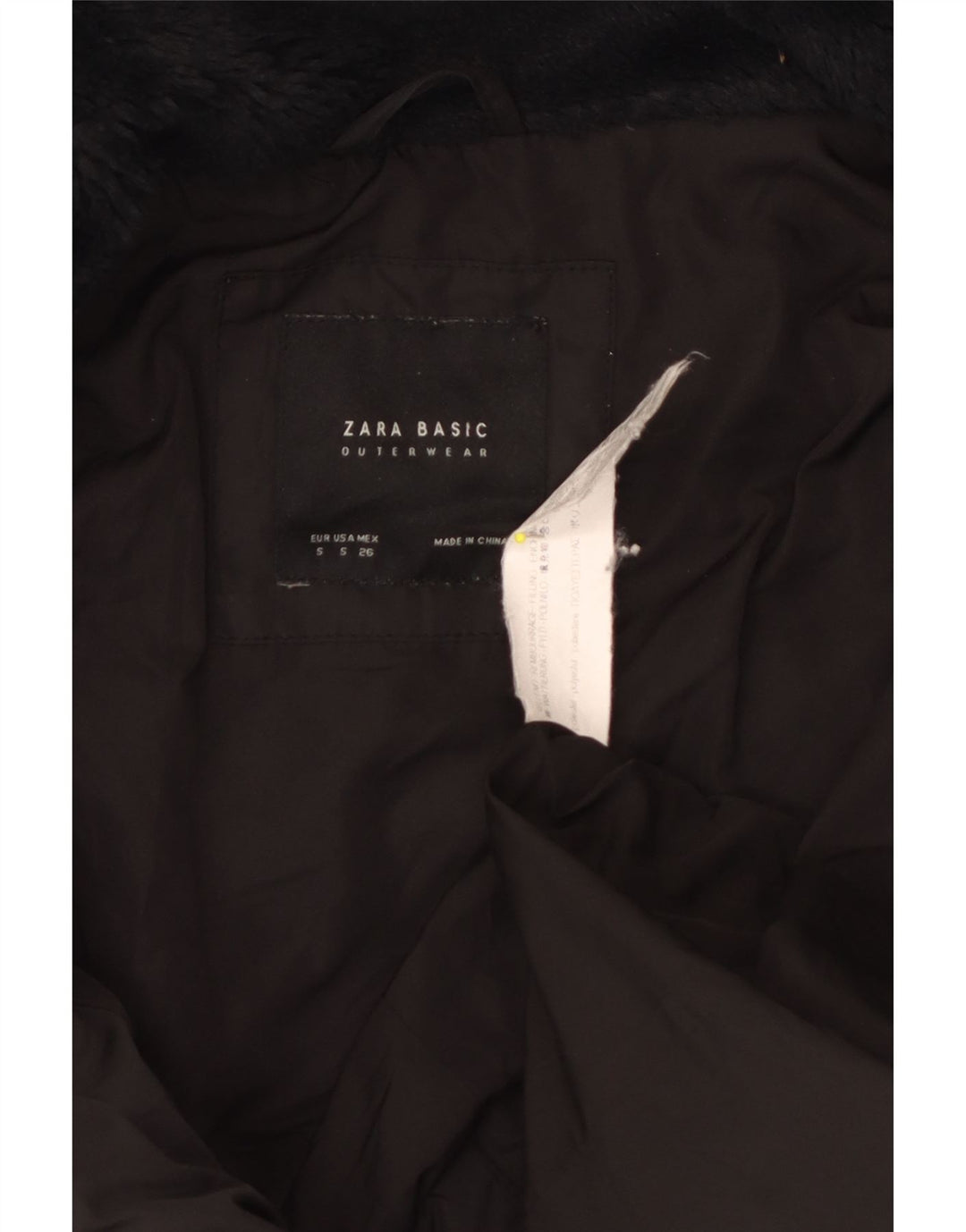 Zara Damen-Kapuzenjacke, wattiert, Gr. 10, Größe S, Schwarz, Polyester