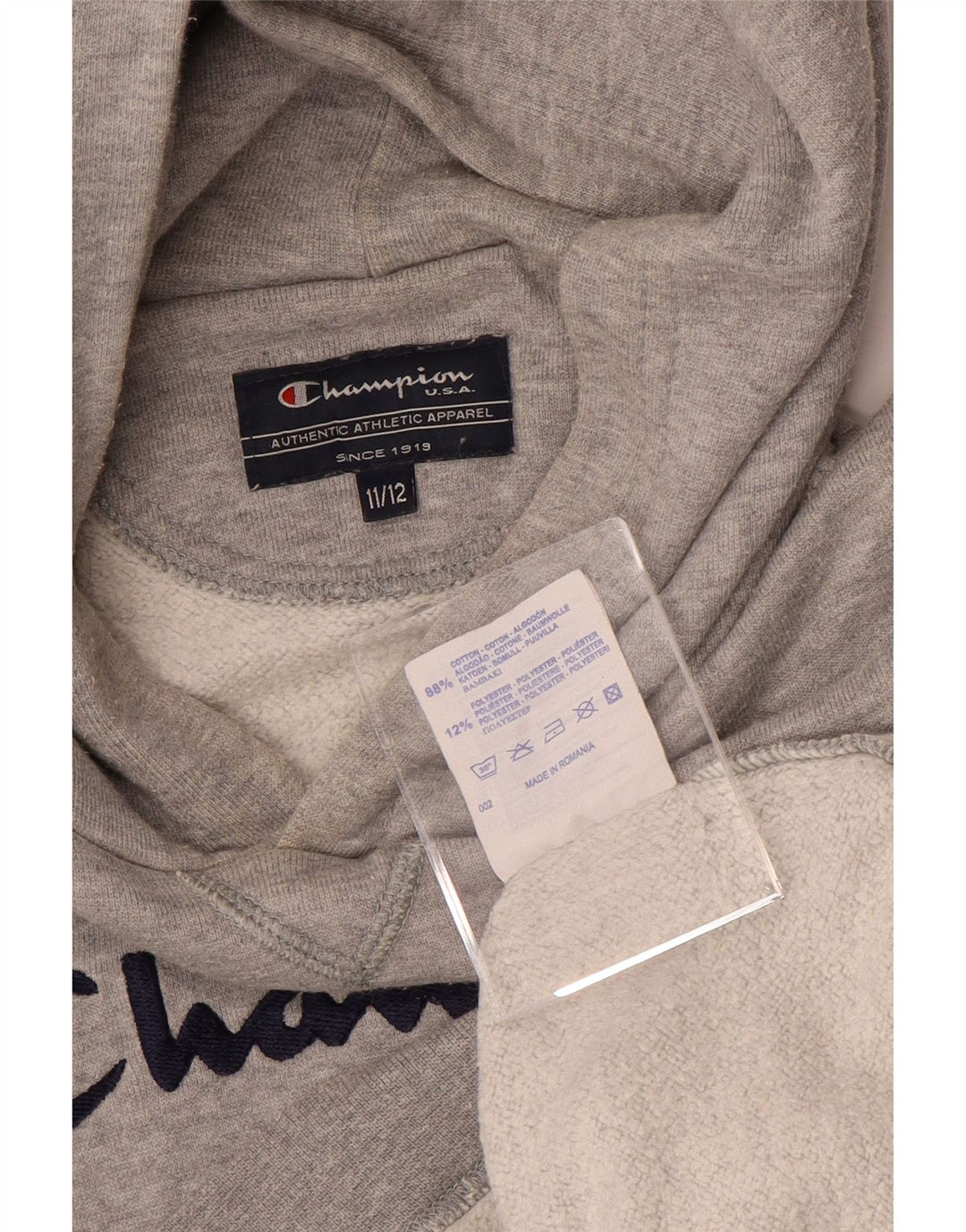 CHAMPION Kapuzenpullover mit Grafik für Jungen, 11–12 Jahre, graue Baumwolle