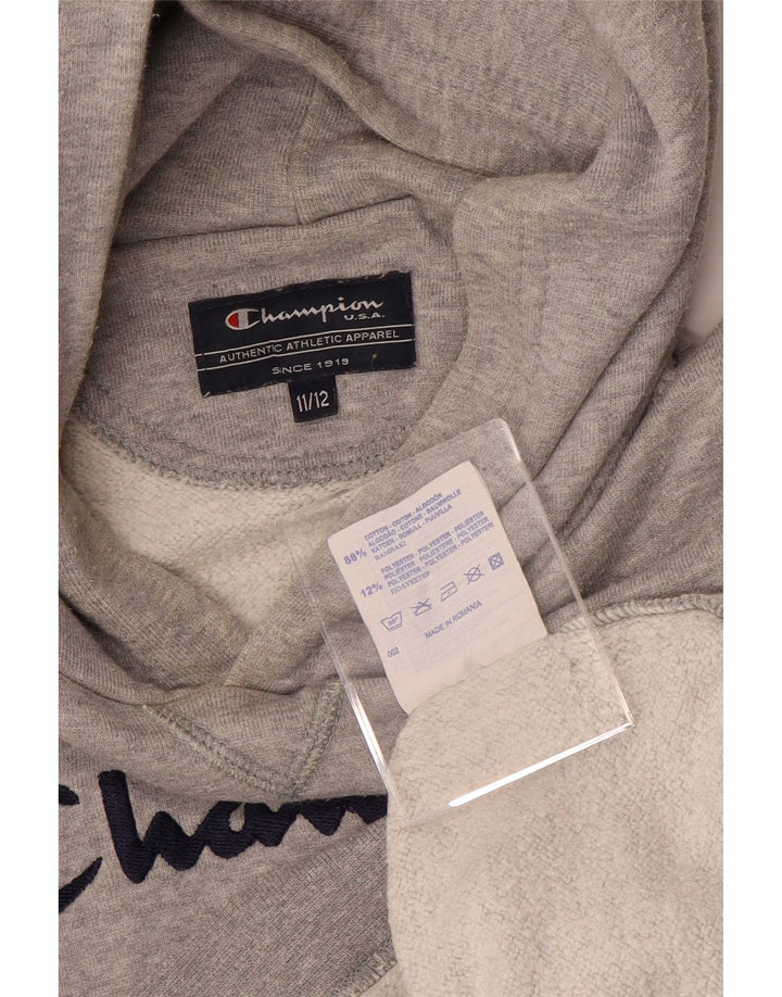 CHAMPION Kapuzenpullover mit Grafik für Jungen, 11–12 Jahre, graue Baumwolle