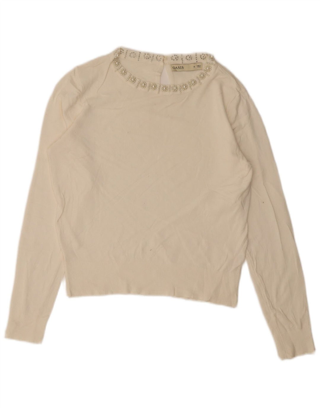 Oasis Damen-Pullover mit U-Boot-Ausschnitt, UK 14, mittelweiße Viskose