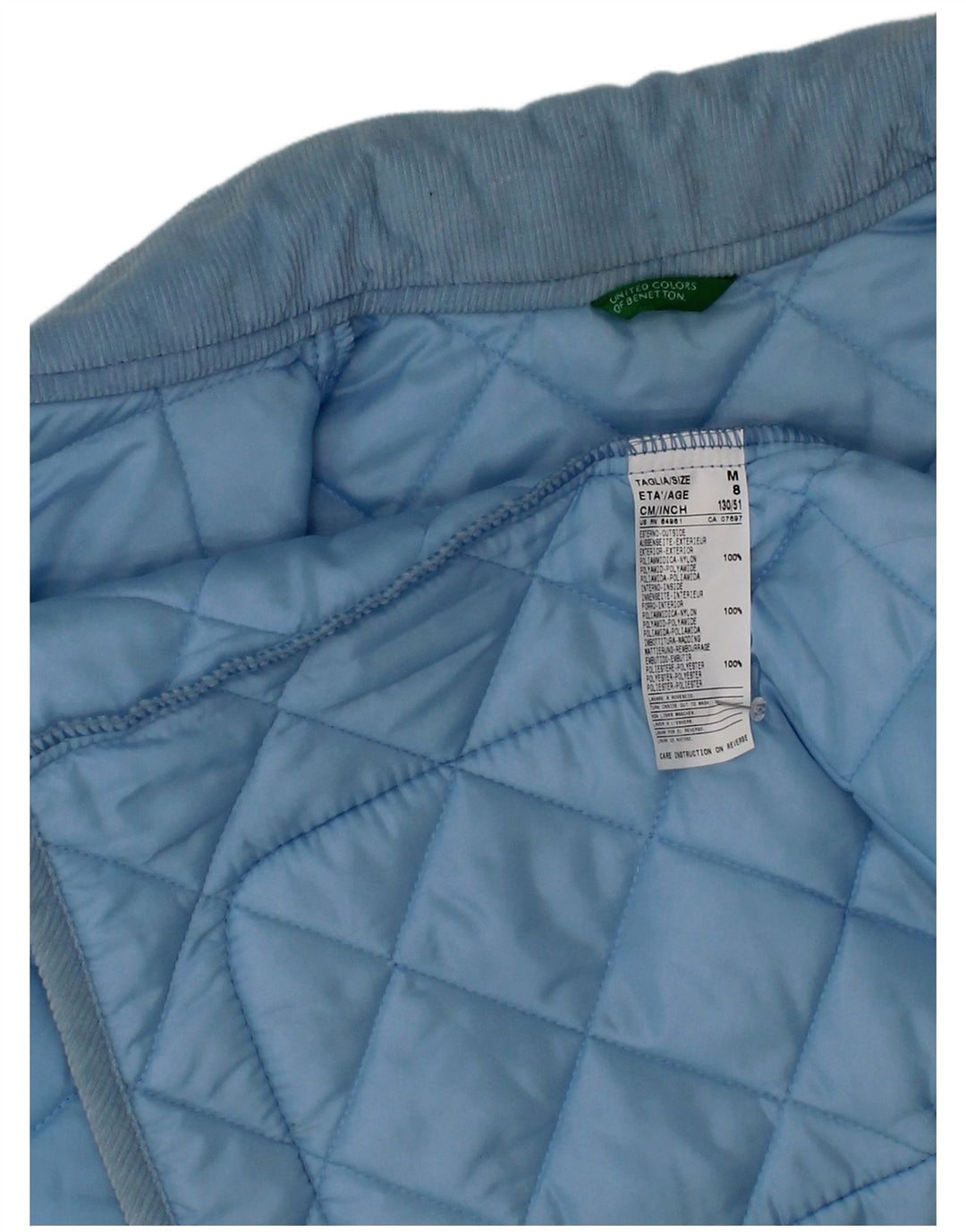 Benetton Steppjacke für Jungen, 7–8 Jahre, mittelblaues Nylon