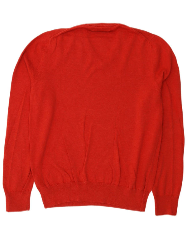 Marks & Spencer Herren-Pullover mit V-Ausschnitt aus mittelroter Baumwolle