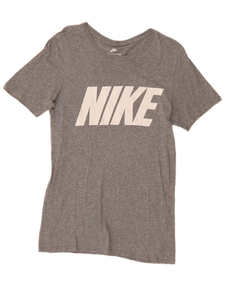 Nike Herren-T-Shirt mit sportlichem Schnitt und Grafik, Größe S, aus grauer Baumwolle
