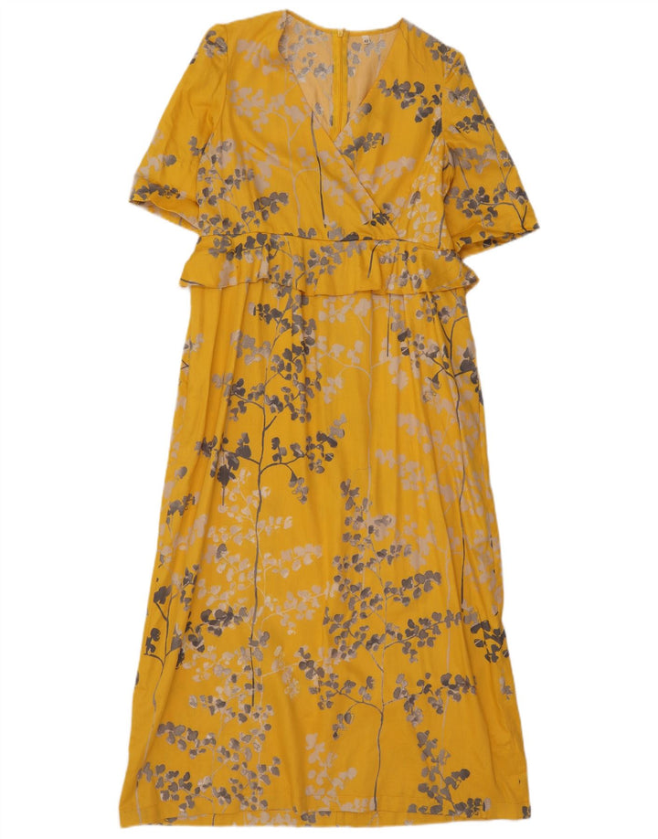 Vintage Damen Maxikleid IT 44 Mittelgelb geblümt