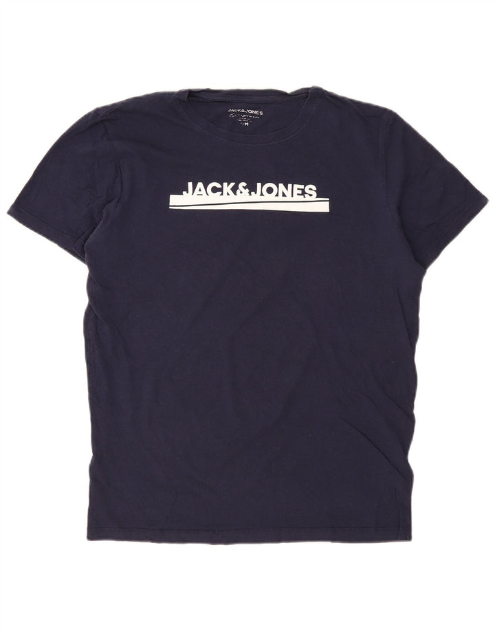 JACK & JONES Herren-T-Shirt mit Grafik, mittlere marineblaue Baumwolle