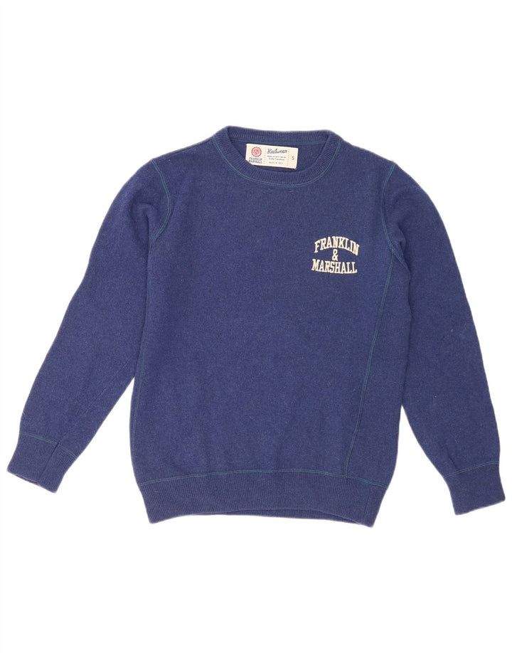 Franklin Marshall Herren-Pullover mit grafischem Rundhalsausschnitt, Größe S, Marineblau