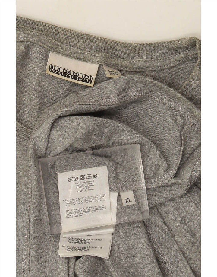 Napapijri Herren T-Shirt Top XL Grau meliert Baumwolle