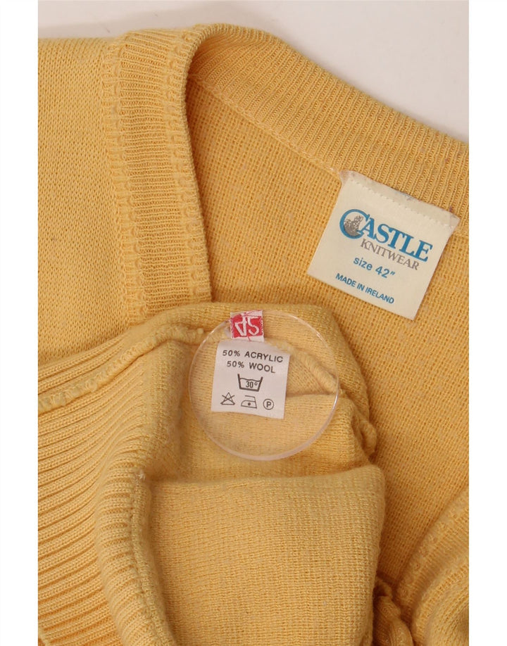 CASTLE Damen Strickjacke Pullover EU 42 Großes gelbes Acryl