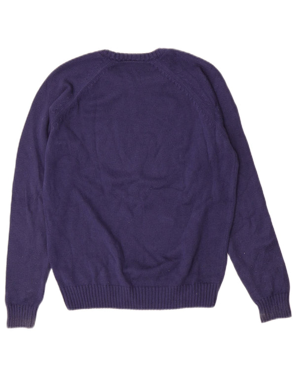 Lacoste Jungen-Pullover mit grafischem U-Boot-Ausschnitt, 11–12 Jahre, blaue Baumwolle