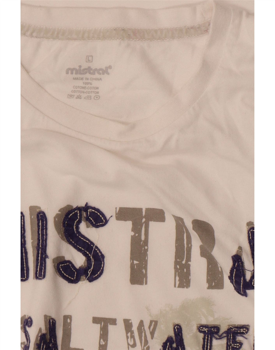 Mistral Herren-T-Shirt mit Grafik, Größe L, aus weißer Baumwolle