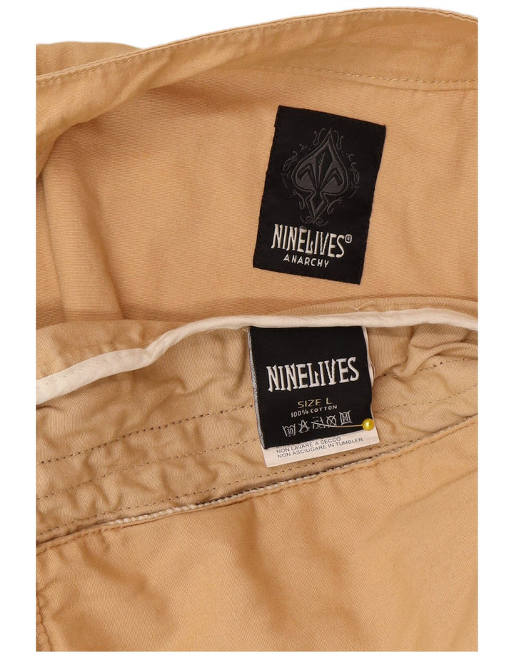 Nine Lives Anarchy Herren Bomberjacke UK 40 Large Beige Colourblock Baumwolle