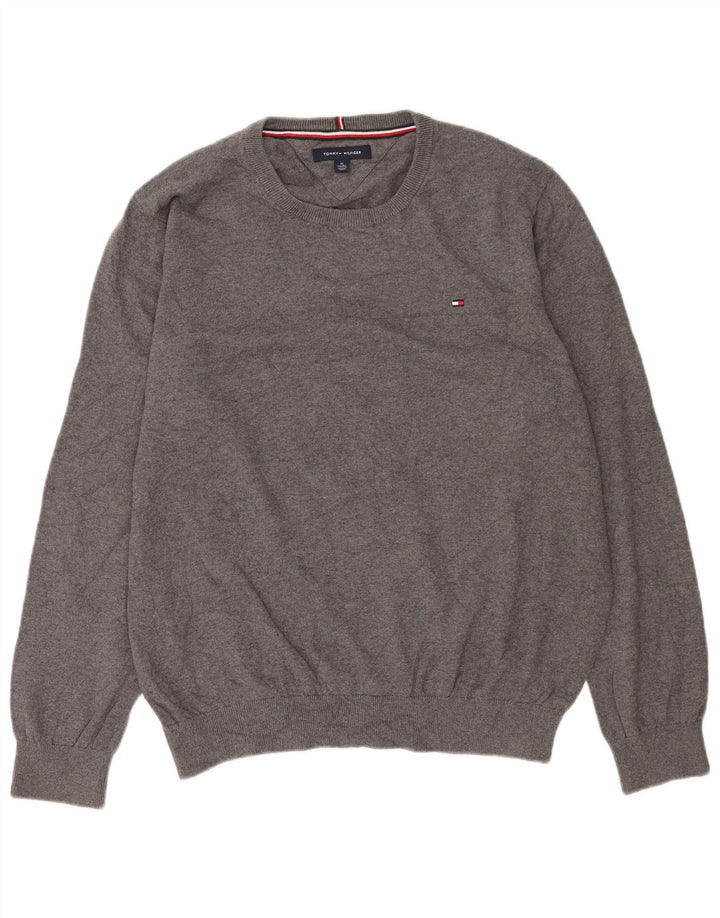 Tommy Hilfiger Herren-Pullover mit Rundhalsausschnitt, XL, Grau