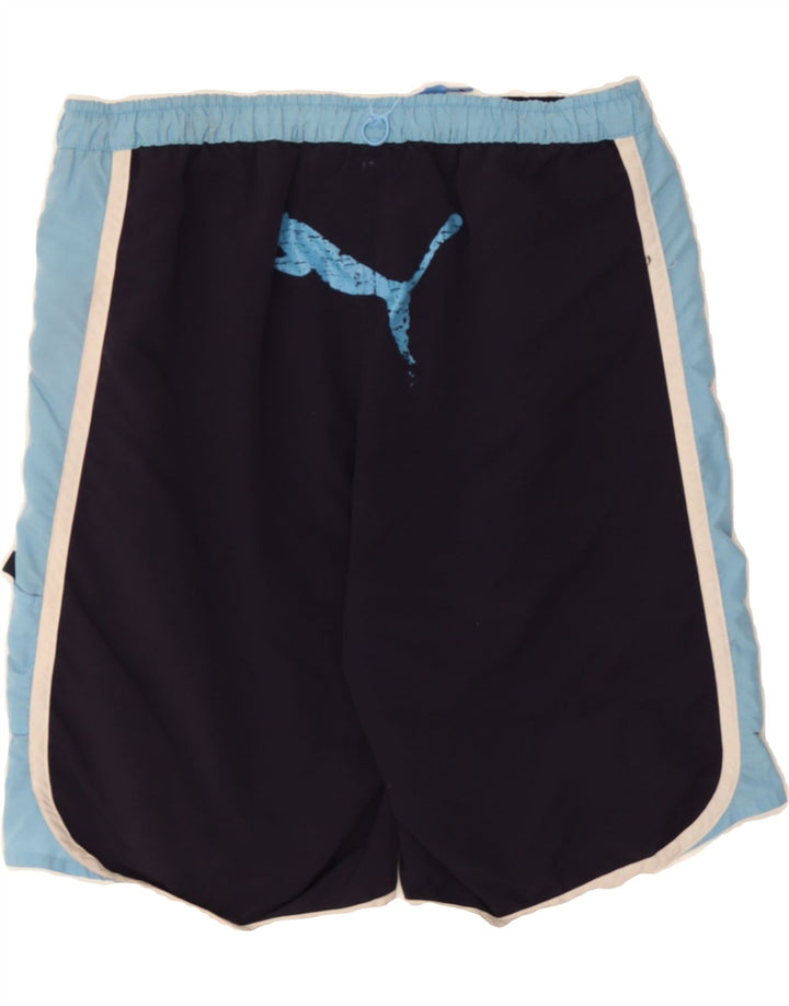 PUMA Mens Graphic Sport Shorts Medium  Navy Blue Colourblock Polyester Vintage Puma and Second-Hand Puma from Messina Hembry 