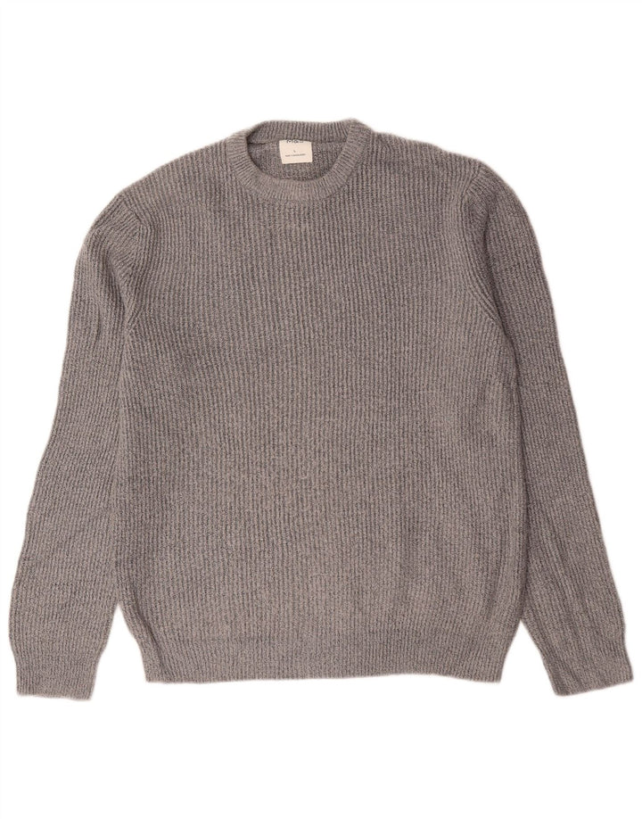 Marks & Spencer Herren-Pullover mit Rundhalsausschnitt, Größe L, Grau, Polyamid