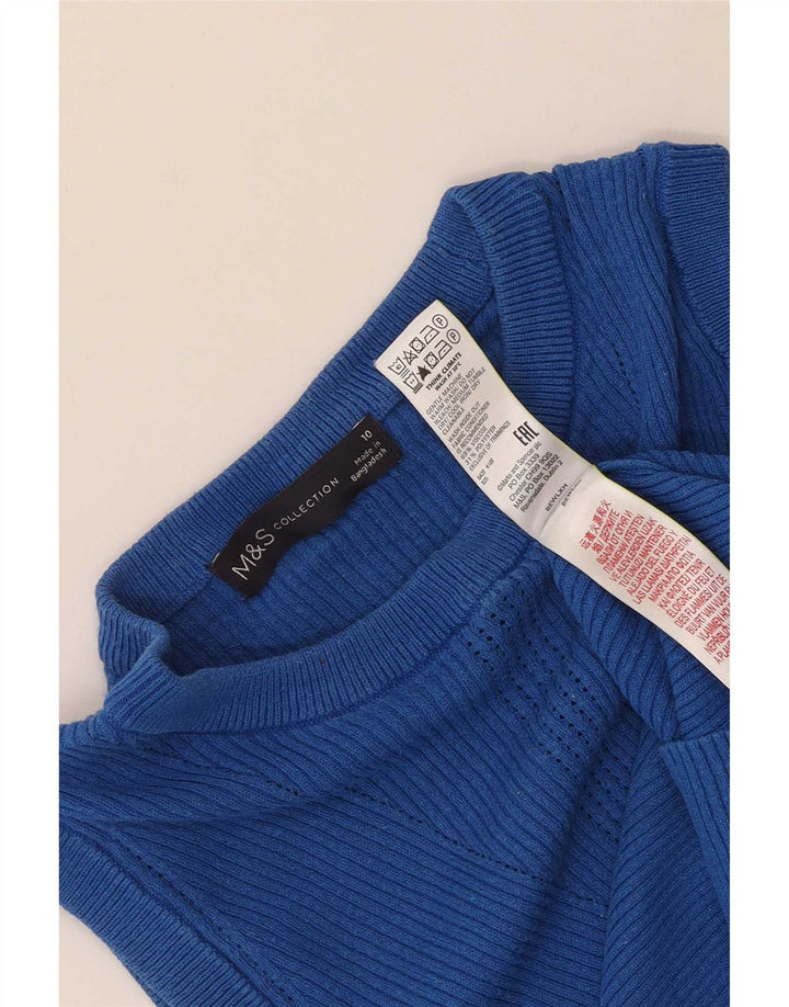 Marks & Spencer Damen Crop Vest Top UK 10 Small Blaue Viskose