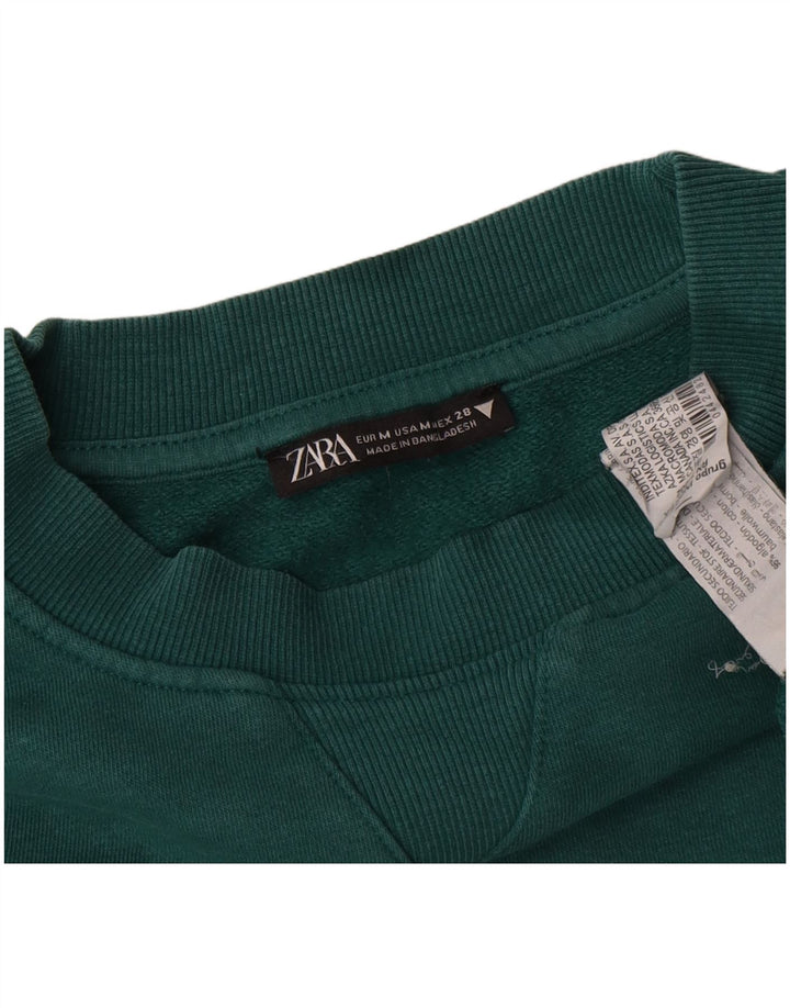 Zara Herren-Sweatshirt-Pullover aus mittelgrüner Baumwolle
