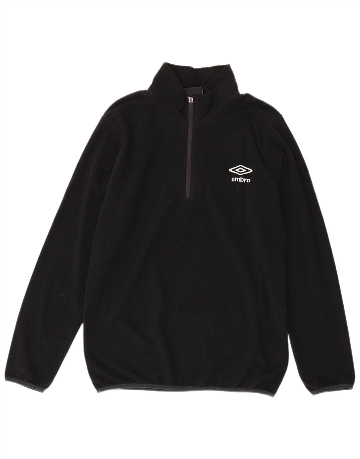 Umbro Herren-Fleecepullover mit Reißverschluss am Hals, Mittelschwarzes Polyester