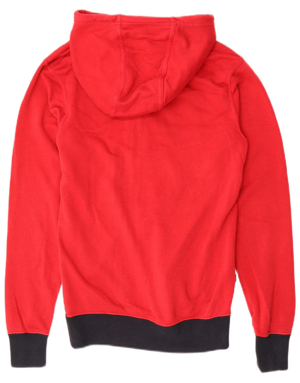 JORDAN Mens Zip Hoodie Sweater XS Red Colourblock Cotton