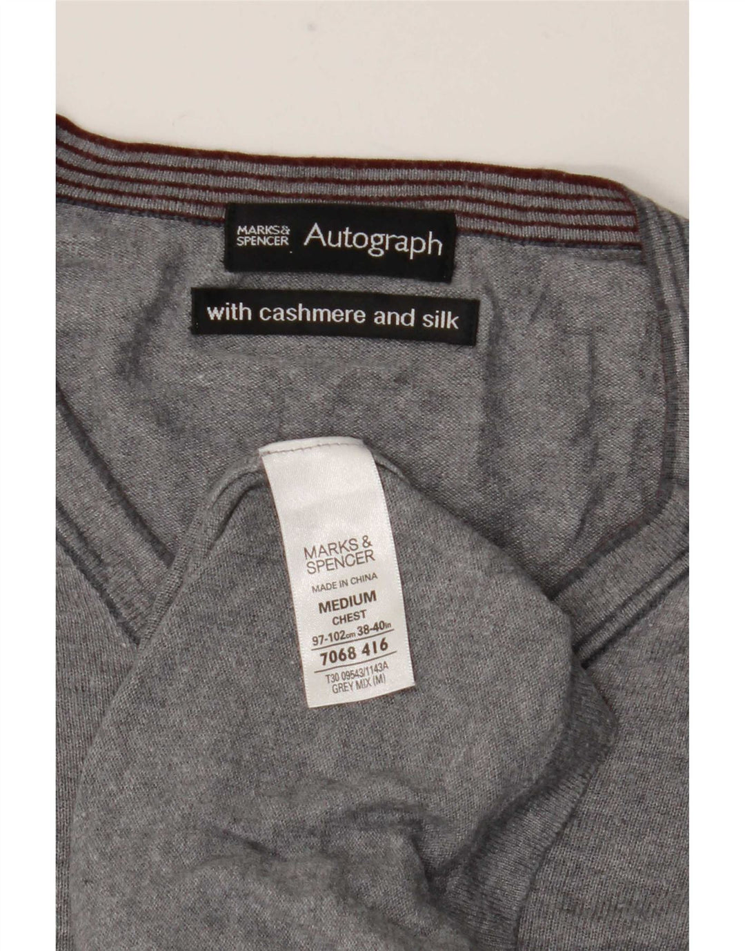 Marks & Spencer Herren Autograph Top Langarm mittelgraue Baumwolle