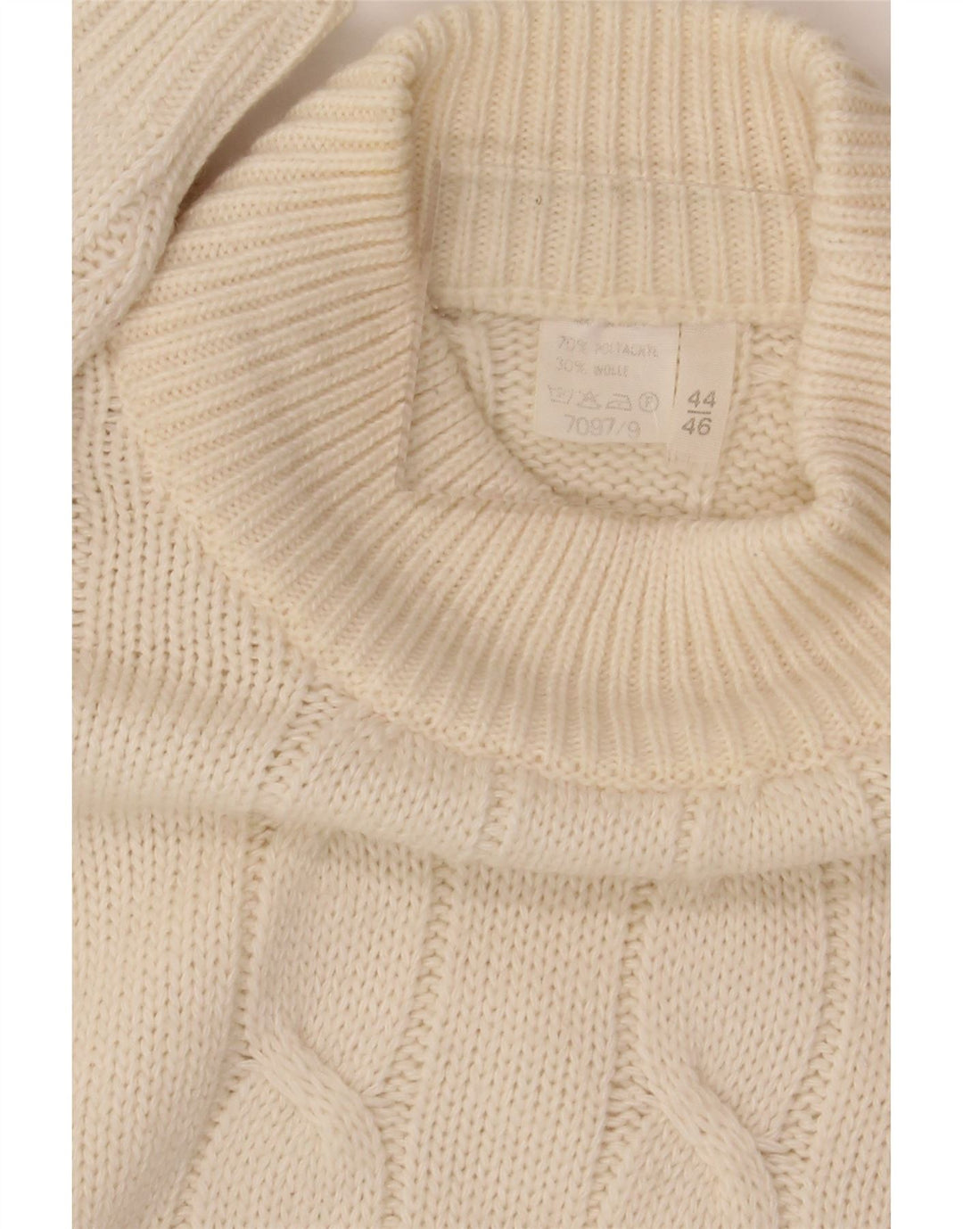 VINTAGE Womens Oversized Turtle Neck Jumper Sweater EU 44/46 XL White Vintage Vintage and Second-Hand Vintage from Messina Hembry 