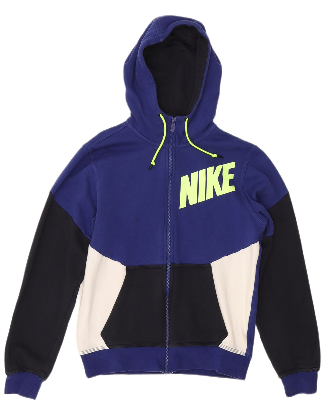 NIKE Womens Oversized Zip Hoodie Sweater UK 10 Small Blue Colourblock