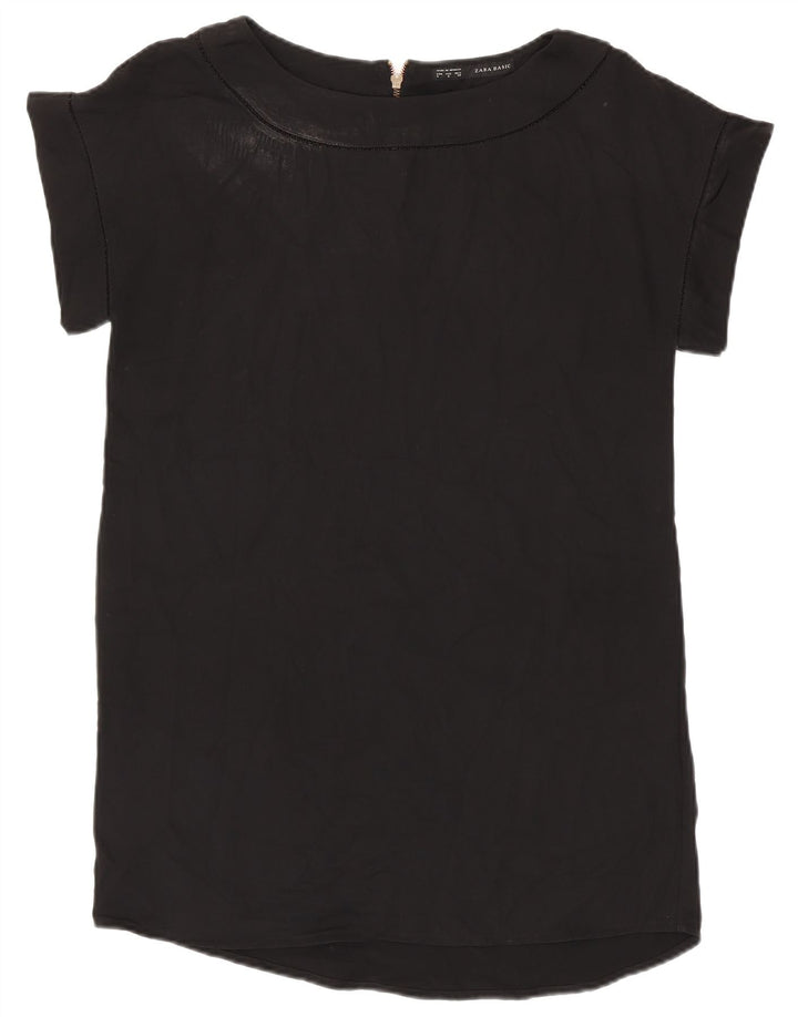 ZARA Damen Bluse Top UK 16 Large Schwarz