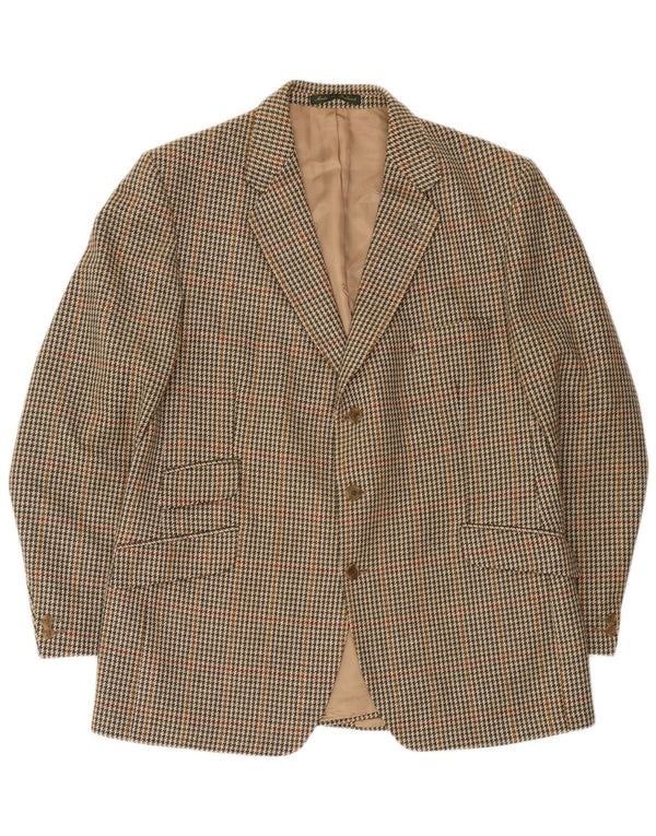 DONEGAL Herren-Blazer mit 3 Knöpfen, UK 46, 3XL, beige Hahnentritt-Schurwolle
