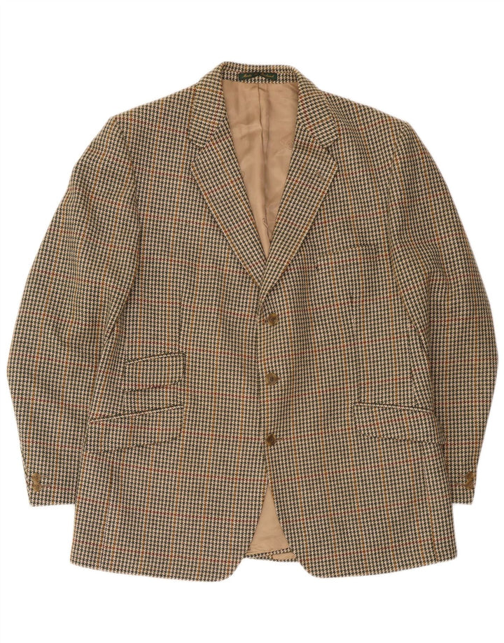 DONEGAL Herren-Blazer mit 3 Knöpfen, UK 46, 3XL, beige Hahnentritt-Schurwolle