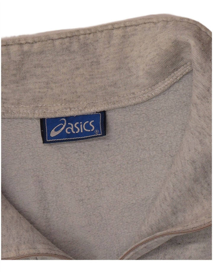 Asics Herren-Sweatshirt mit grafischem Reißverschluss und Rundhalsausschnitt, Größe L, Grau