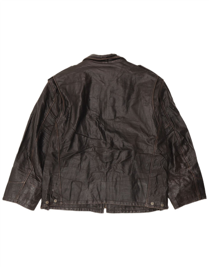 Bikers Herren Leder Bikerjacke IT 52 XL Braunes Leder