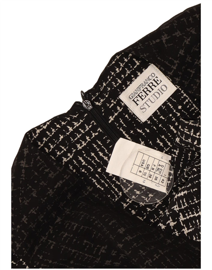 Gianfranco Ferre Damen Etuikleid UK 10 Small Schwarz Hahnentritt