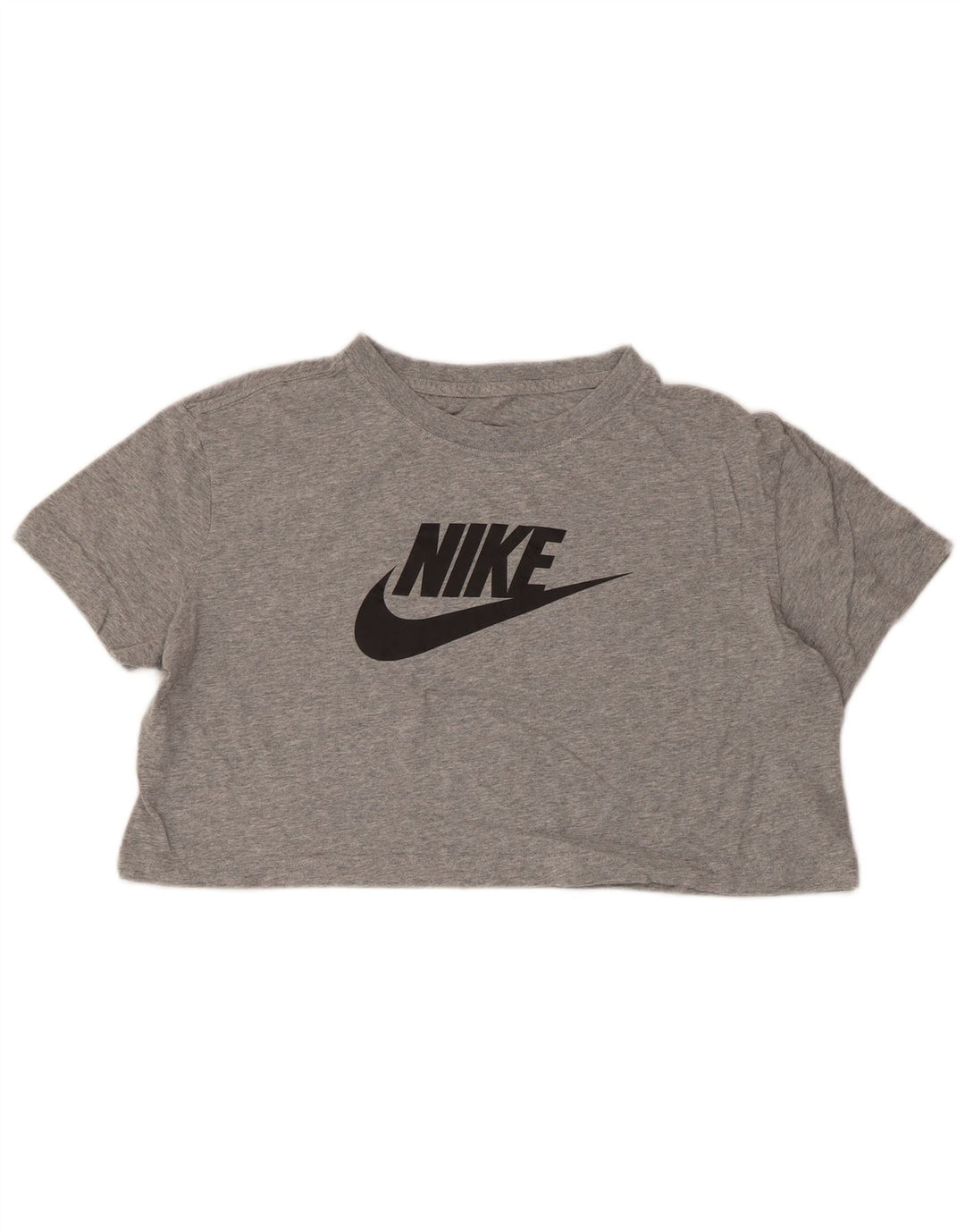 NIKE Damen Crop Loose Fit Graphic T-Shirt Top UK 14 Mittelgrau meliert