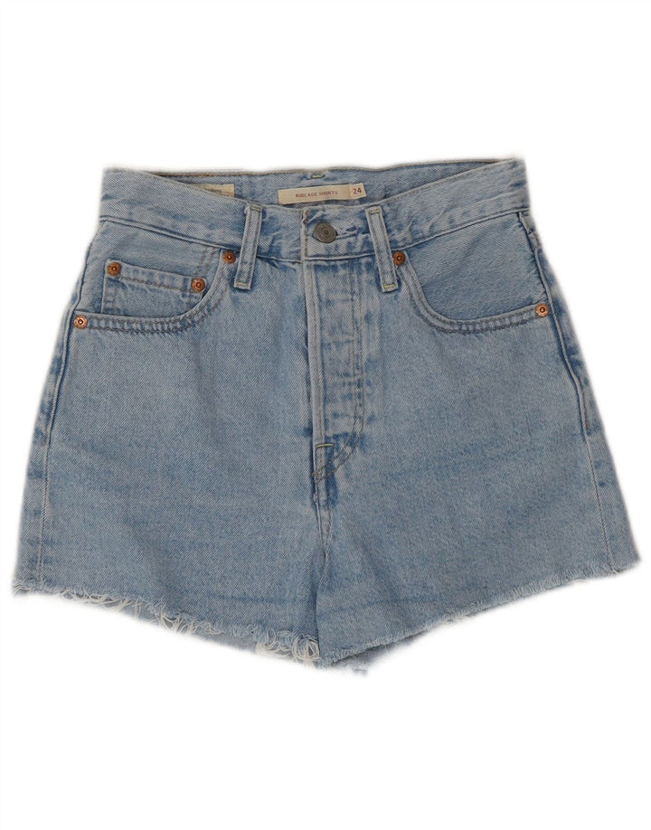 LEVI'S Damen Ribcage Denim-Shorts mit hoher Taille, W24, XS, Blau, Baumwolle