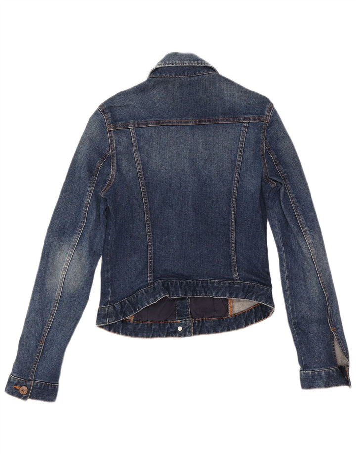 Zara Damen Crop Denim Jacke UK 10 Small Blaue Baumwolle