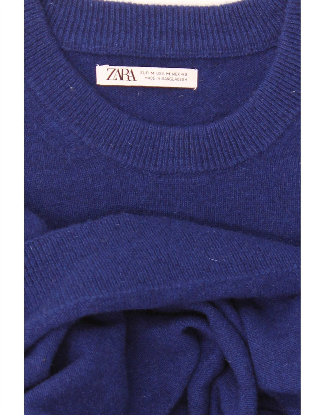 Zara Herren-Pullover mit Rundhalsausschnitt, Mittelblau