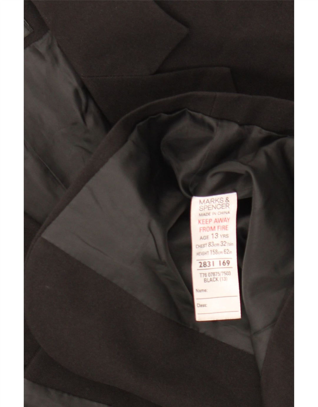 MARKS & SPENCER Mädchen-Blazerjacke mit 2 Knöpfen, 12–13 Jahre, schwarzes Polyester