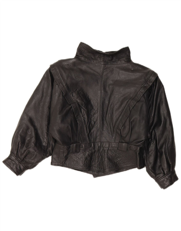 Vintage Mädchen Lederjacke 7-8 Jahre Mittelschwarzes Leder