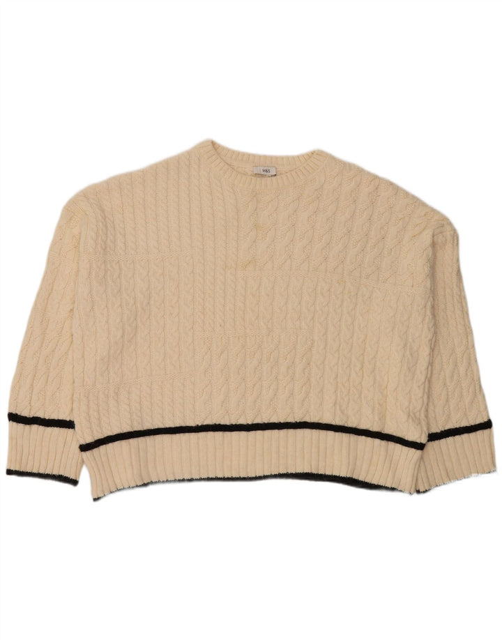 Marks & Spencer Damen-Pullover, übergroß, Rundhalsausschnitt, Gr. 18, XL, Weiß