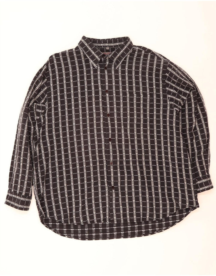Vintage Herrenhemd Größe 47/48 2XL Marineblau karierte Baumwolle