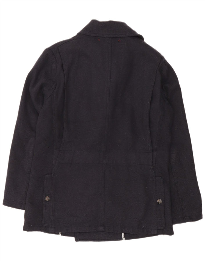 Montedoro Herren Pea Coat IT 48 Mittelmarineblaue Wolle