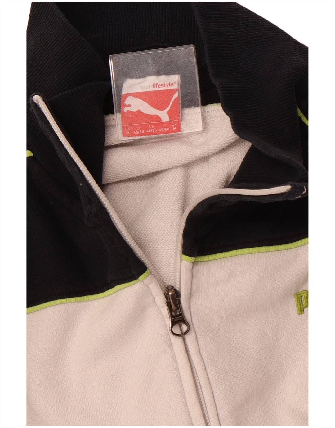 PUMA Herren-Trainingsanzug-Top-Jacke, Mittelweiß, Farbblock