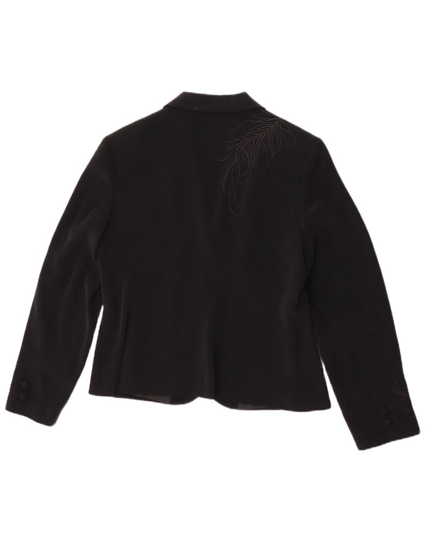 Laura Ashley Damen 1-Knopf-Blazerjacke UK 16 Large Schwarz geblümt