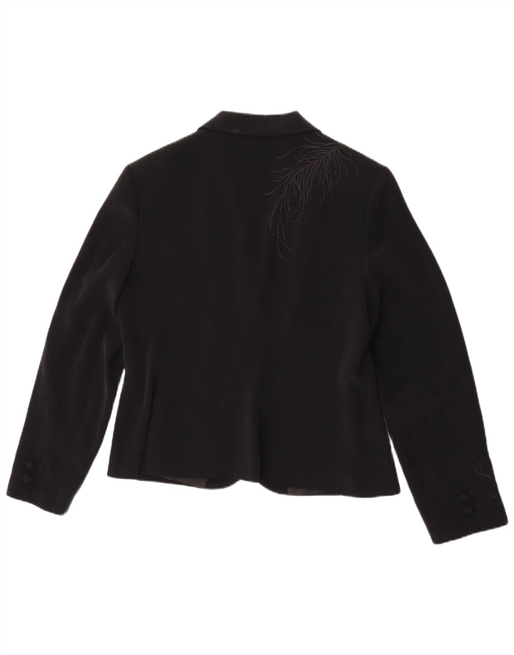 Laura Ashley Damen 1-Knopf-Blazerjacke UK 16 Large Schwarz geblümt
