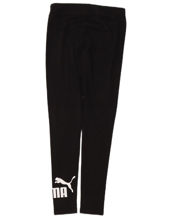 PUMA Damen Graphic Leggings UK 10 Small Schwarz Baumwolle